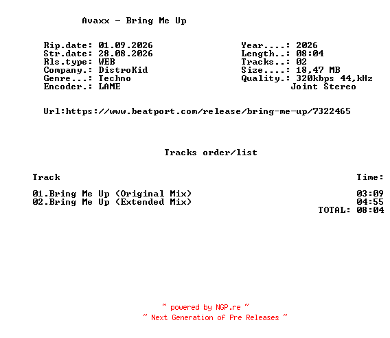 NFO for the release Avaxx_-_Bring_Me_Up-WEB-2026-FMC by FMC