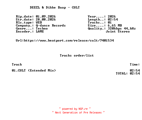 NFO for the release DEEZL_And_Dikke_Baap_-_CULT-(Q401PRO)-SINGLE-WEB-2026-FMC by FMC