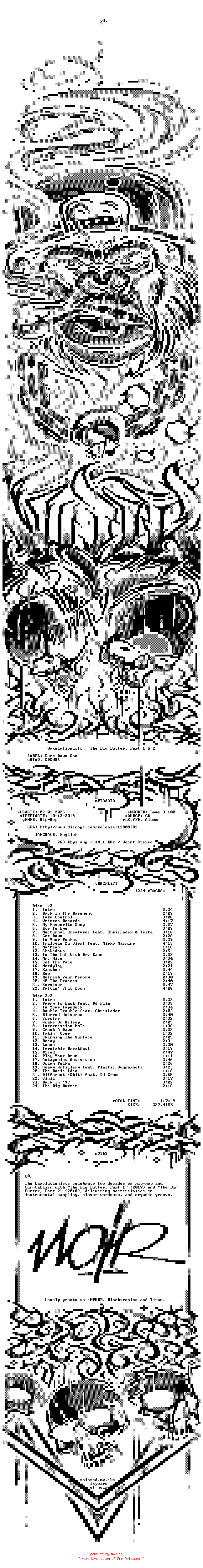 NFO for the release Waxolutionists-The_Big_Butter_Part_1_and_2-2CD-2018-NOiR by NOiR
