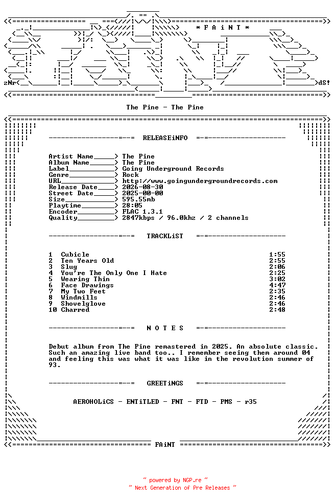 NFO for the release The_Pine-The_Pine-REMASTERED-VINYL-FLAC-2025-FAiNT by FAiNT