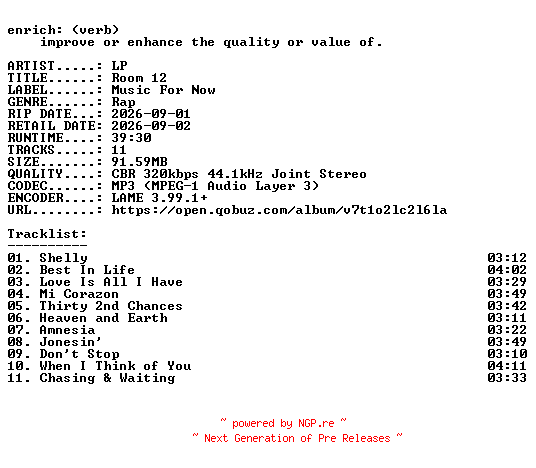 NFO for the release LP-Room_12-WEB-2026-ENRiCH by ENRiCH