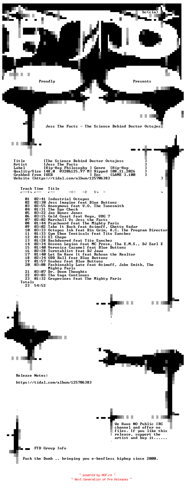 NFO for the release Jess_The_Facts-The_Science_Behind_Doctor_Octojess-WEB-2021-FTD by FTD