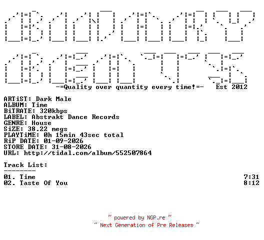 NFO for the release Dark_Male-Time-(ADR011)-WEB-2026-BB by BB