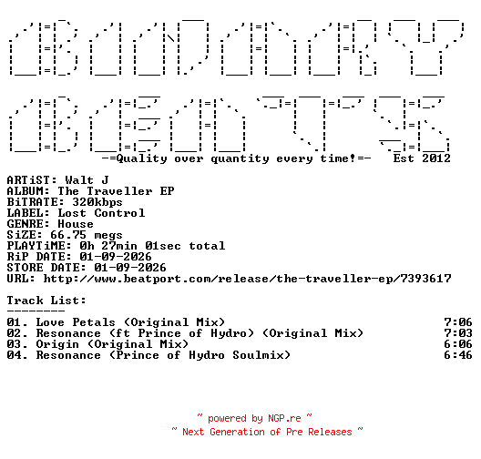 NFO for the release Walt_J-The_Traveller_EP-(LC2097008)-WEB-2026-BB by BB