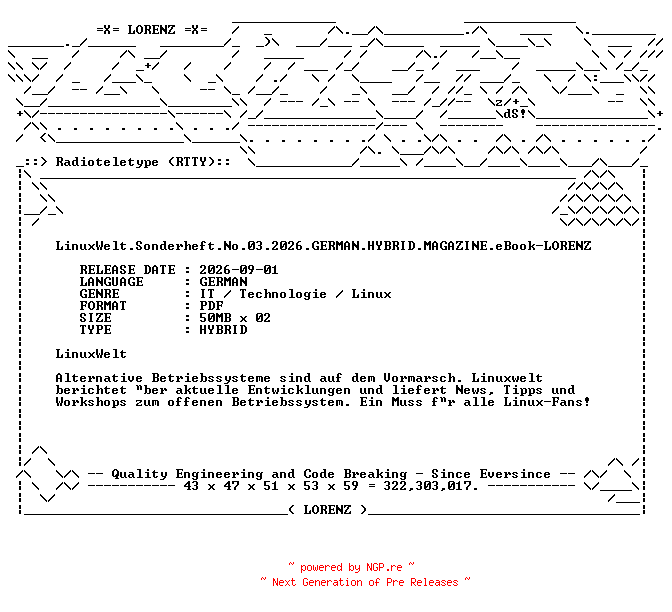 NFO for the release LinuxWelt.Sonderheft.No.03.2026.GERMAN.HYBRID.MAGAZINE.eBook-LORENZ by LORENZ