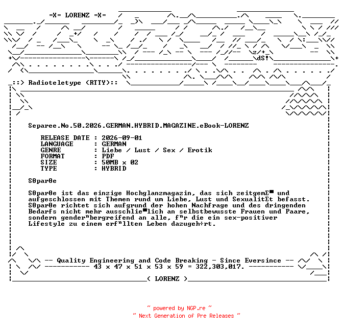NFO for the release Separee.No.50.2026.GERMAN.HYBRID.MAGAZINE.eBook-LORENZ by LORENZ