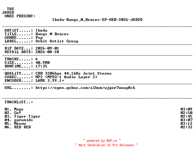 NFO for the release Ikeda-Bangs_N_Braces-EP-WEB-2026-JADED by JADED