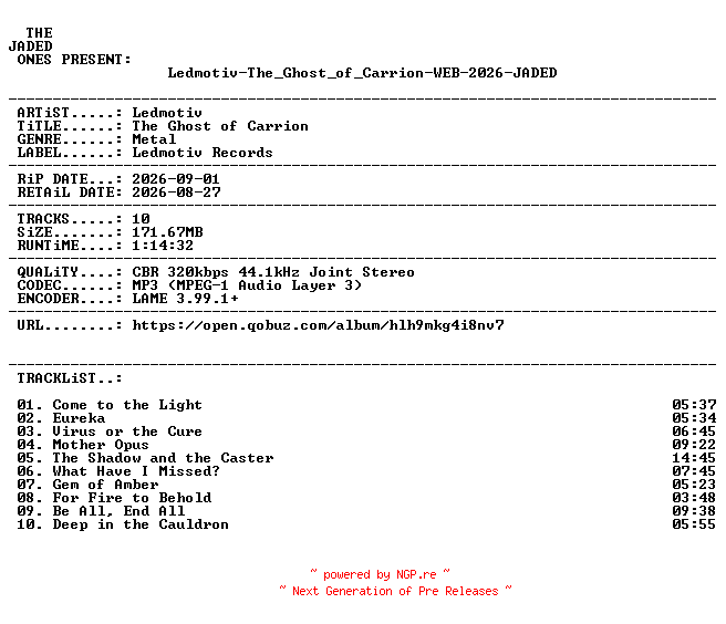 NFO for the release Ledmotiv-The_Ghost_of_Carrion-WEB-2026-JADED by JADED