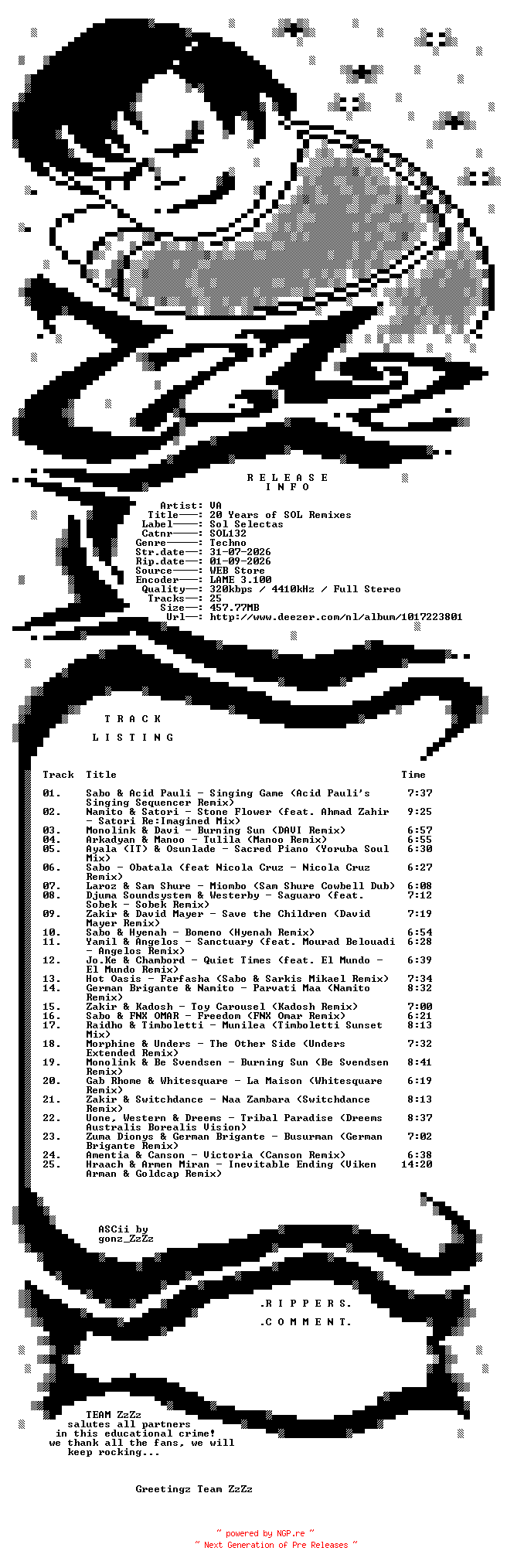 NFO for the release VA_-_20_Years_Of_SOL_Remixes-(SOL132)-WEB-2026-ZzZz by ZzZz
