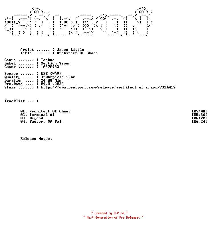 NFO for the release Jason_Little-Architect_Of_Chaos-(10370932)-WEB-2026-FALCON by FALCON