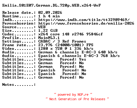 NFO for the release Emilia.S01E07.German.DL.720p.WEB.x264-WvF by WvF
