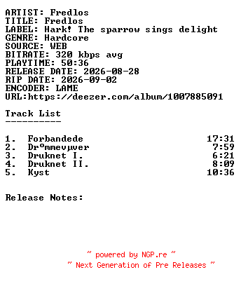 NFO for the release Fredlos-Fredlos-WEB-DK-2026-SDR by SDR
