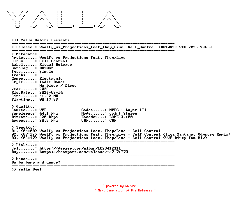 NFO for the release Woolfy_vs_Projections_feat_They_Live--Self_Control-(RR10S2)-WEB-2026-YALLA by YALLA
