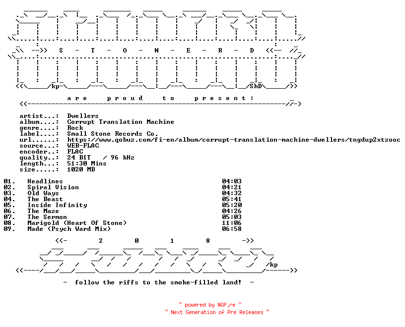 NFO for the release Dwellers-Corrupt_Translation_Machine-24BIT-WEB-FLAC-2025-STONERD by STONERD