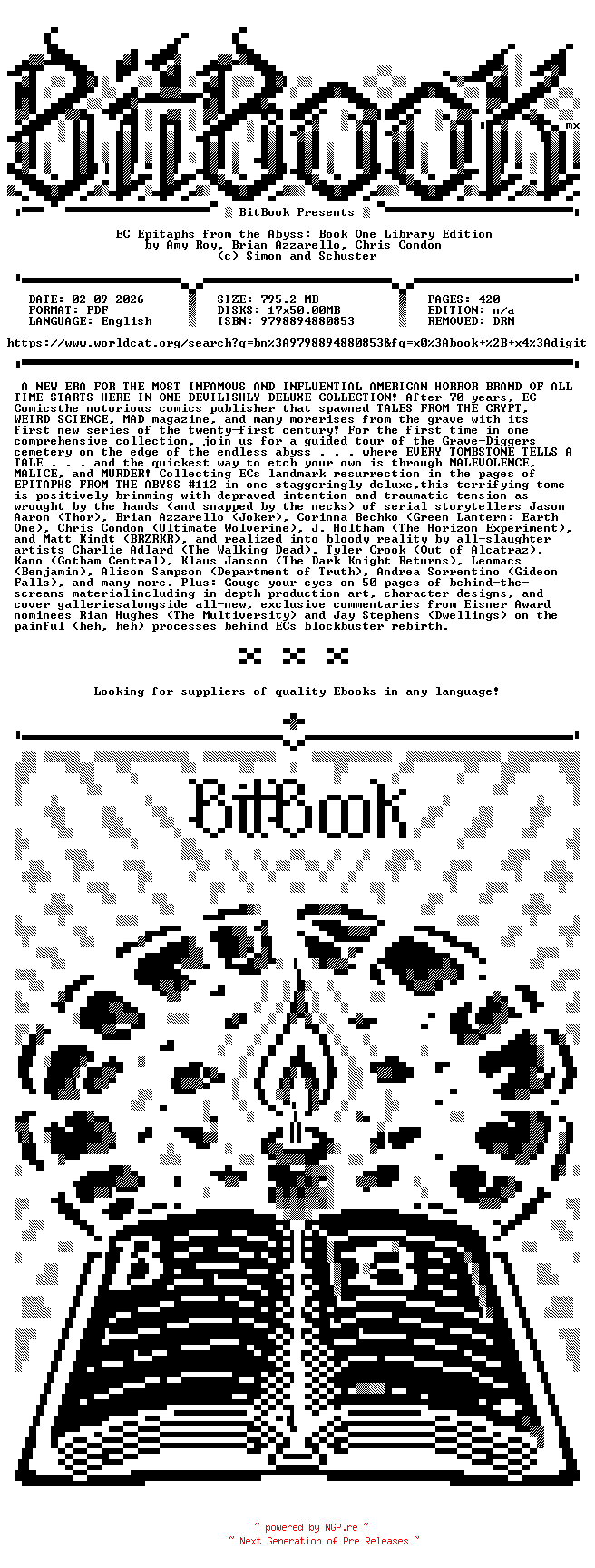 NFO for the release Oni.Press.-.EC.Epitaphs.from.the.Abyss.Book.One.Library.Edition.2026.Retail.Comic.eBook-BitBook by BitBook