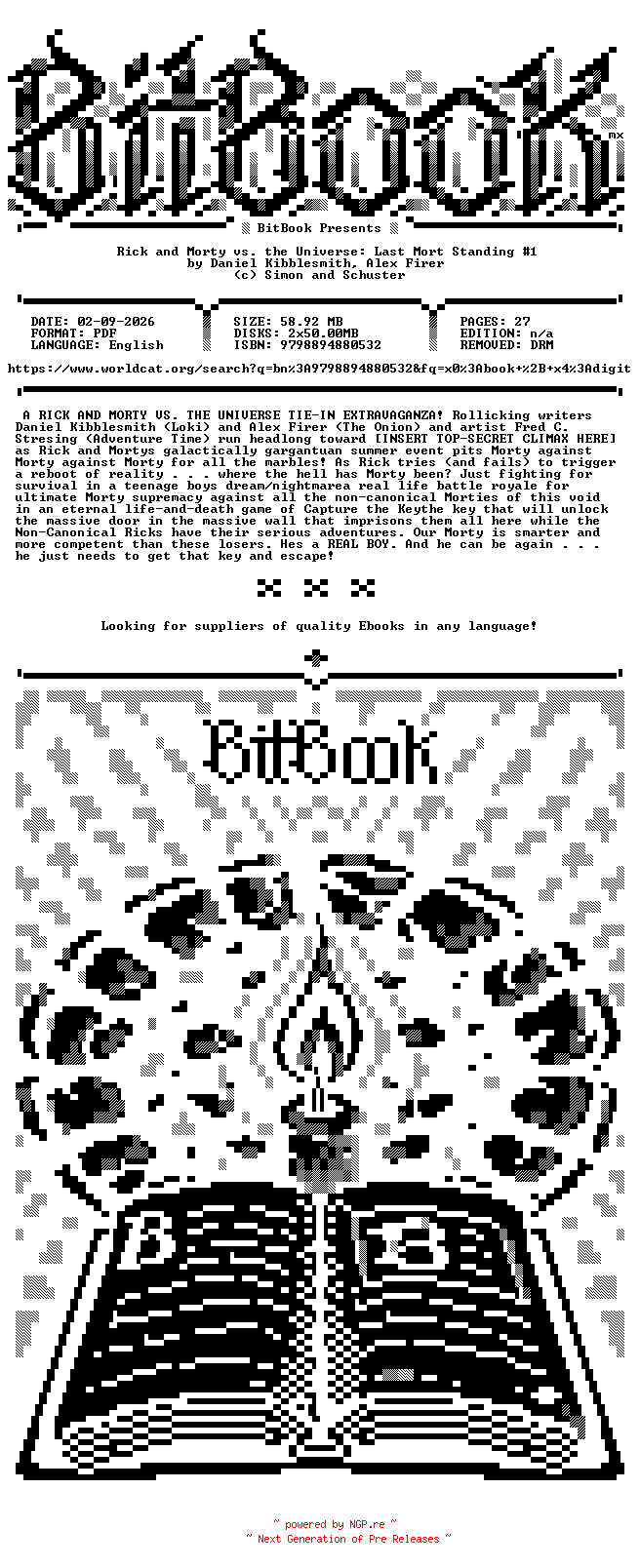 NFO for the release Oni.Press.-.Rick.and.Morty.vs.the.Universe.Last.Mort.Standing.No.01.2025.Retail.Comic.eBook-BitBook by BitBook