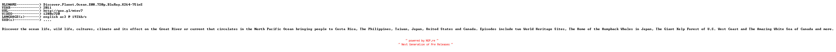 NFO for the release Discover.Planet.Ocean.E08.720p.BluRay.X264-7SinS by 7SinS