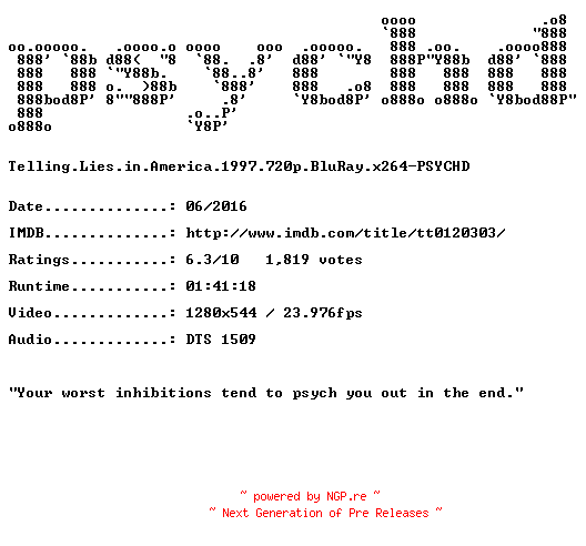 NFO for the release Telling.Lies.in.America.1997.720p.BluRay.x264-PSYCHD by PSYCHD