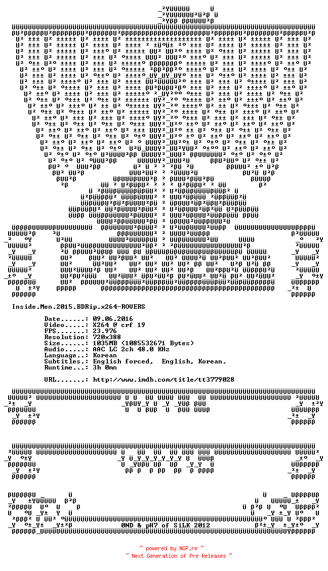 NFO for the release Inside.Men.2015.BDRip.x264-ROVERS by ROVERS