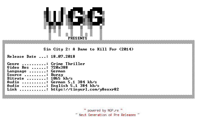 NFO for the release Sin.City.2.A.Dame.to.Kill.For.German.DL.BDRip.x264.iNTERNAL-WGG by WGG