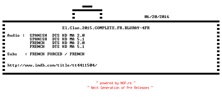 NFO for the release El.Clan.2015.COMPLETE.FR.BLURAY-4FR by 4FR