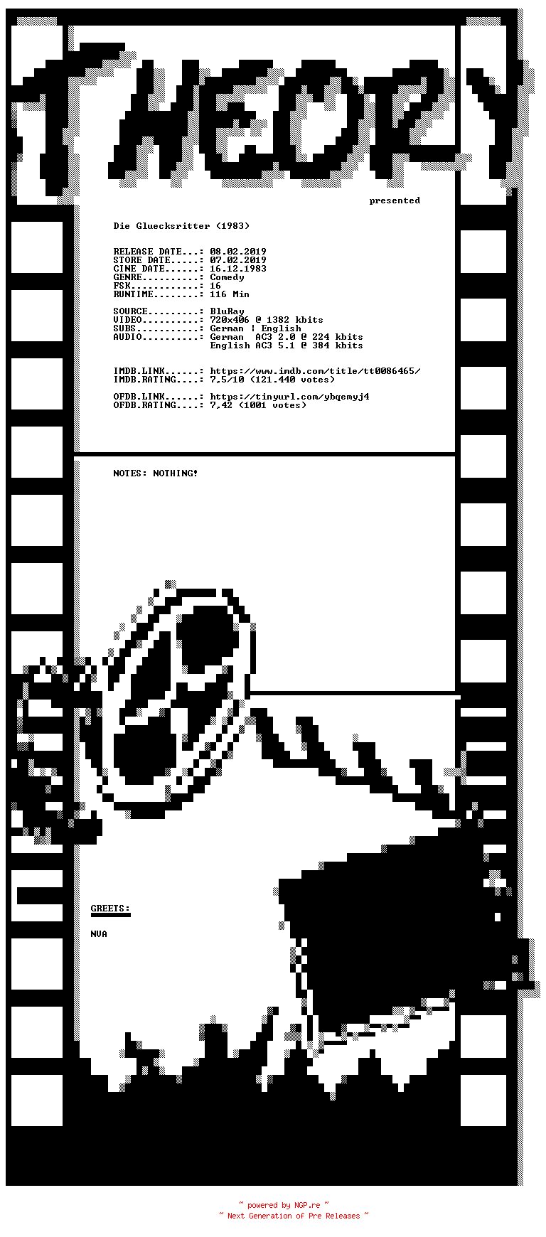 NFO for the release Die.Gluecksritter.German.1983.AC3.DL.BDRip.x264.INTERNAL-THEORYCLS by THEORYCLS