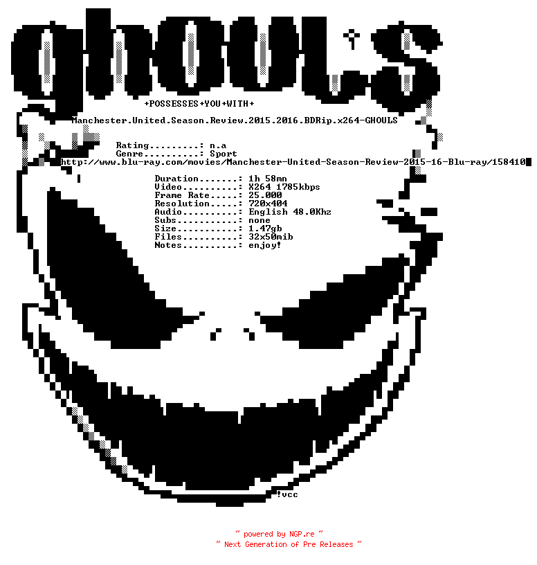 NFO for the release Manchester.United.Season.Review.2015.2016.BDRip.x264-GHOULS by GHOULS
