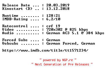 NFO for the release Mortal.Engines.Krieg.der.Staedte.German.2018.AC3.BDRip.x264-COiNCiDENCE by COiNCiDENCE