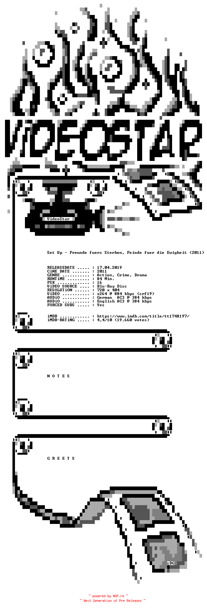 NFO for the release Set.Up.German.DL.2011.AC3.BDRip.x264.iNTERNAL-VideoStar by VideoStar