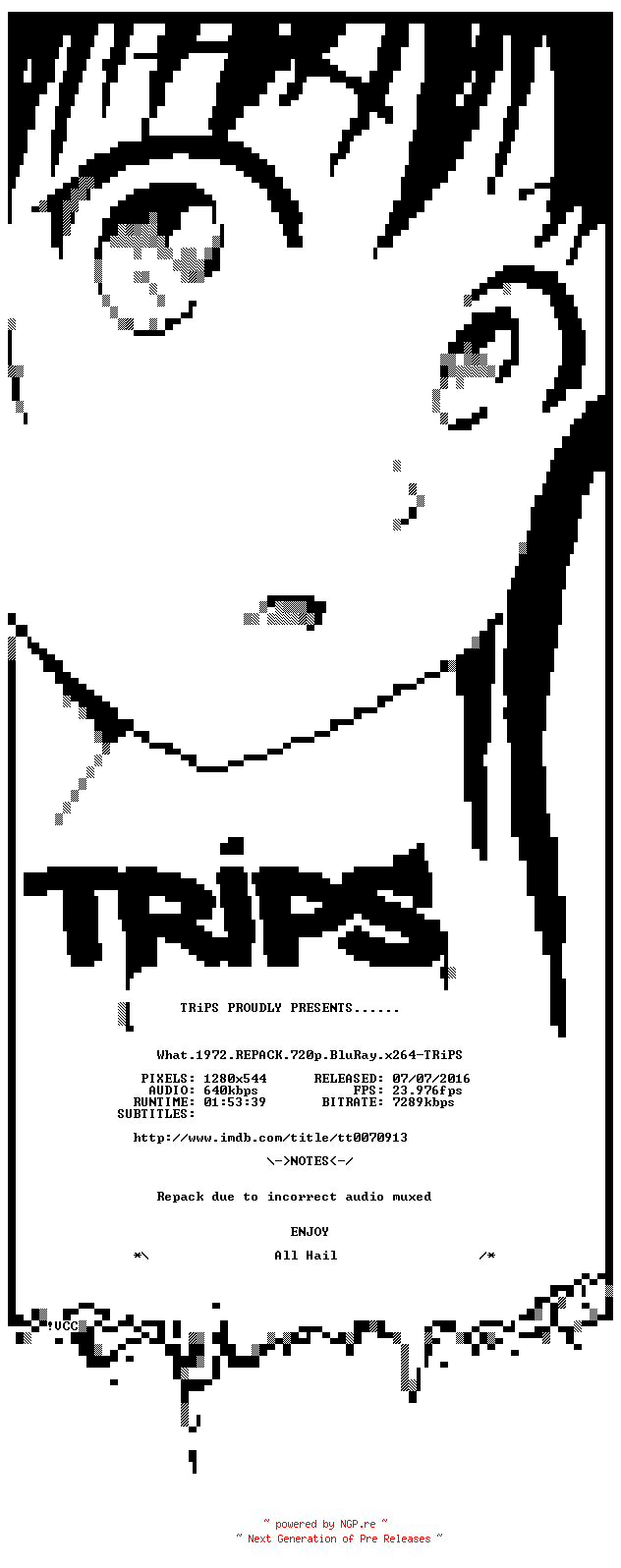 NFO for the release What.1972.REPACK.720p.BluRay.x264-TRiPS by TRiPS