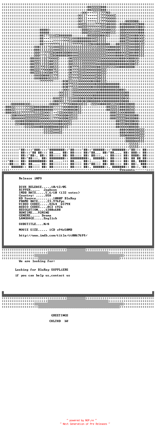 NFO for the release A.Safe.Place.1971.720p.BluRay.x264-Japhson by Japhson