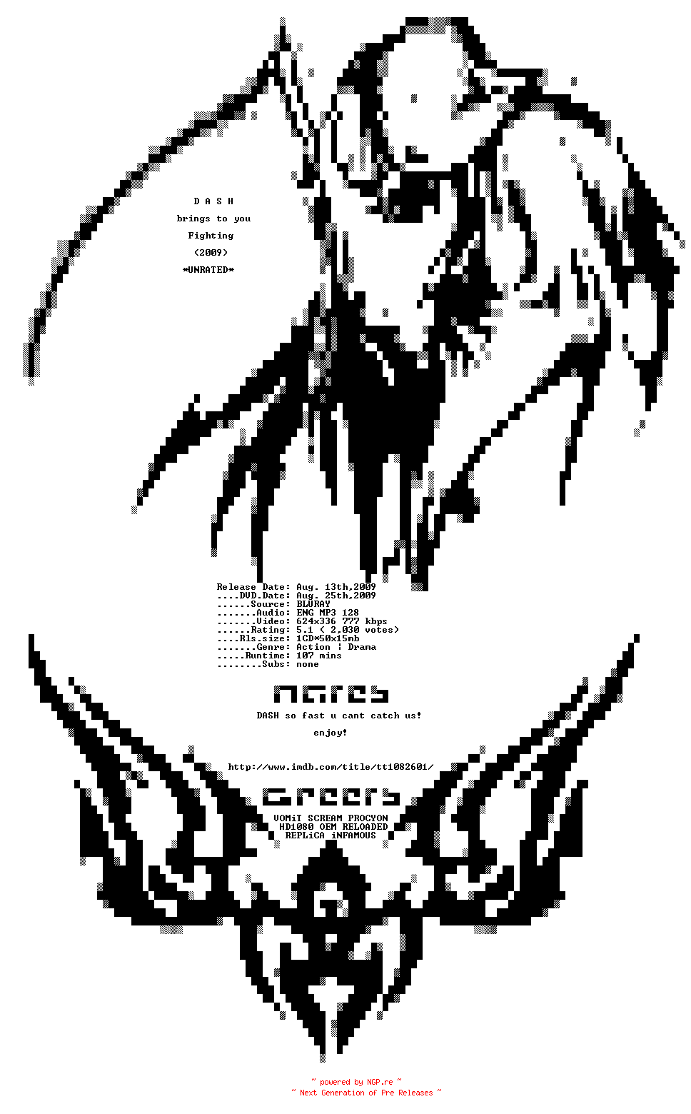 NFO for the release Fighting.UNRATED.BDRip.XviD-DASH by DASH