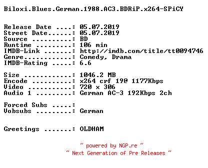 NFO for the release Biloxi.Blues.German.1988.AC3.BDRiP.x264-SPiCY by SPiCY