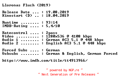 NFO for the release Lloronas.Fluch.2019.German.DL.720p.BluRay.x264-COiNCiDENCE by COiNCiDENCE