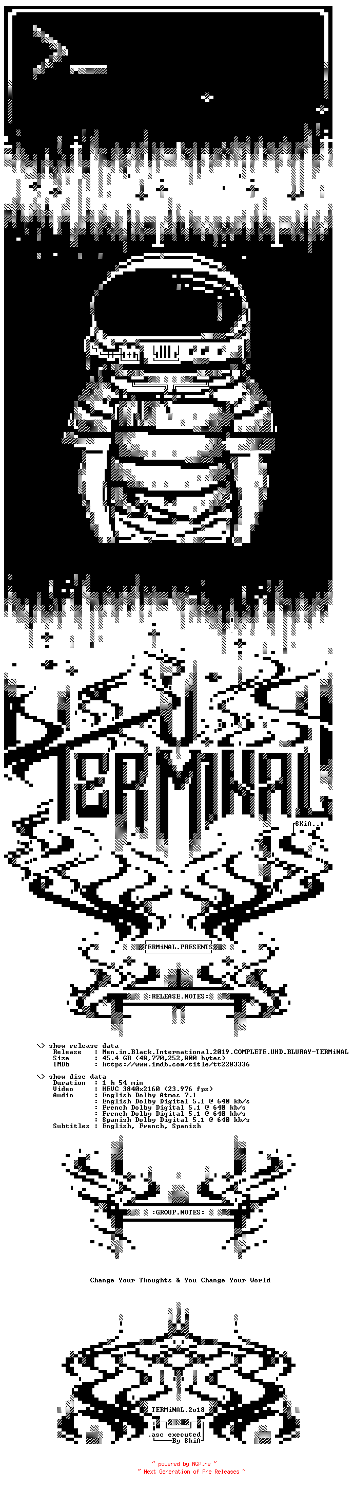 NFO for the release Men.in.Black.International.2019.COMPLETE.UHD.BLURAY-TERMiNAL by TERMiNAL