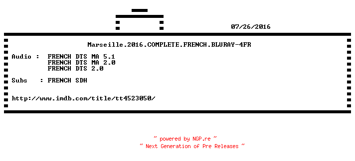 NFO for the release Marseille.2016.COMPLETE.FRENCH.BLURAY-4FR by 4FR