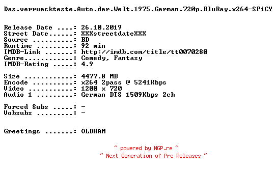 NFO for the release Das.verrueckteste.Auto.der.Welt.1975.German.720p.BluRay.x264-SPiCY by SPiCY