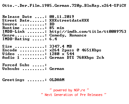 NFO for the release Otto.-.Der.Film.1985.German.720p.BluRay.x264-SPiCY by SPiCY