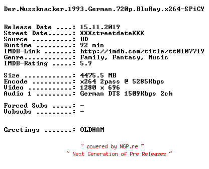 NFO for the release Der.Nussknacker.1993.German.720p.BluRay.x264-SPiCY by SPiCY