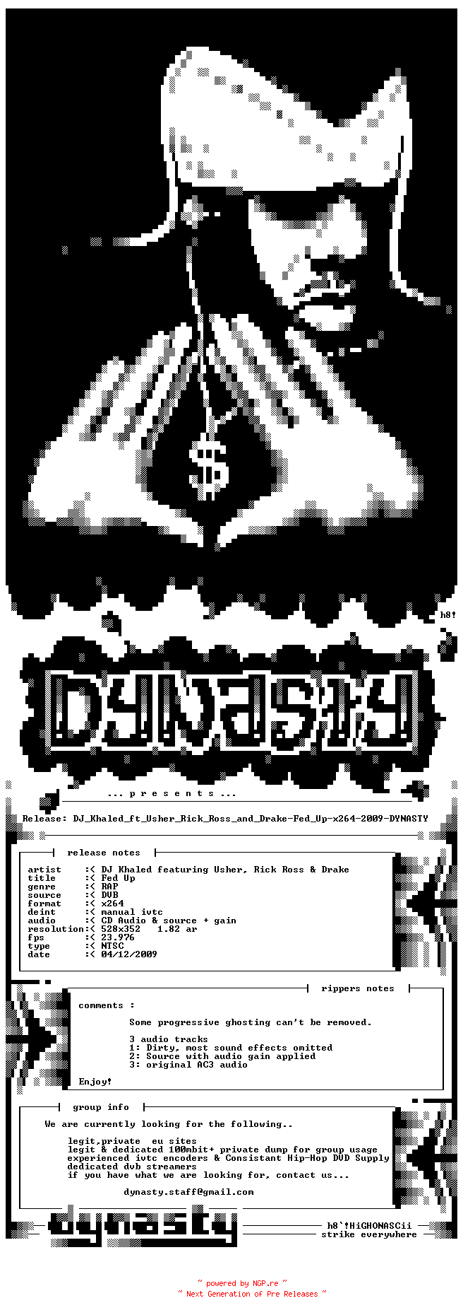 NFO for the release DJ_Khaled_ft_Usher_Rick_Ross_and_Drake-Fed_Up-x264-2009-DYNASTY by DYNASTY