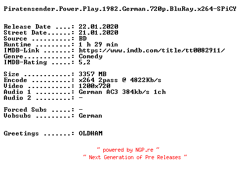 NFO for the release Piratensender.Power.Play.1982.German.720p.BluRay.x264-SPiCY by SPiCY