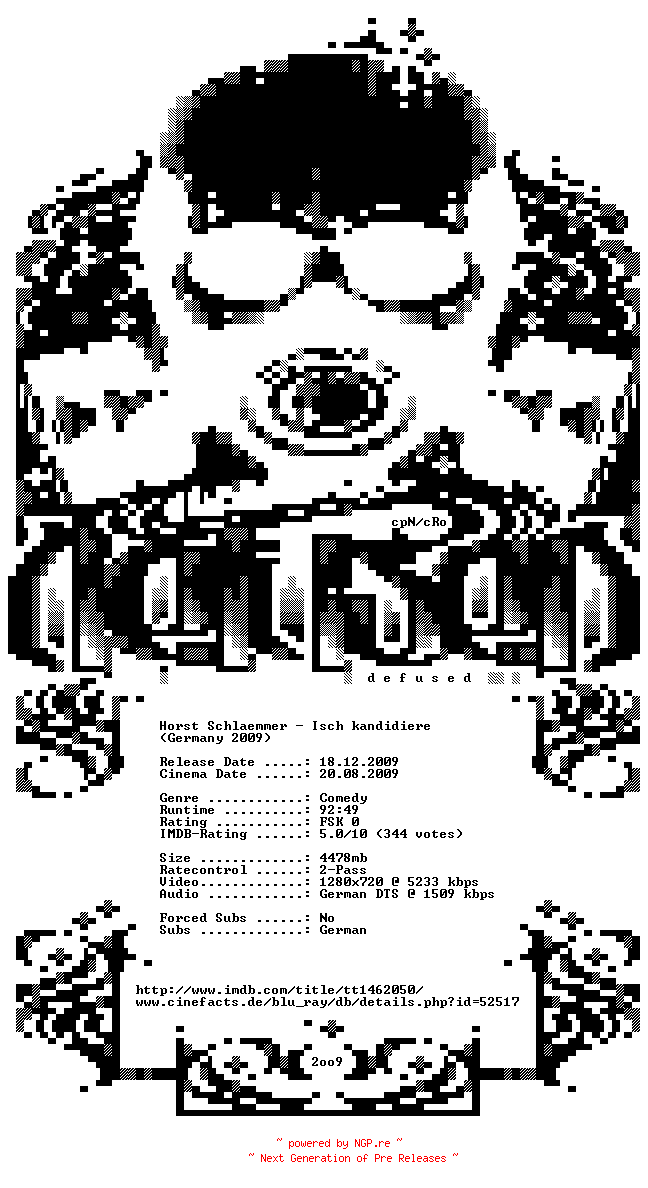 NFO for the release Horst.Schlaemmer.Isch.kandidiere.German.720p.BluRay.x264-DEFUSED by DEFUSED