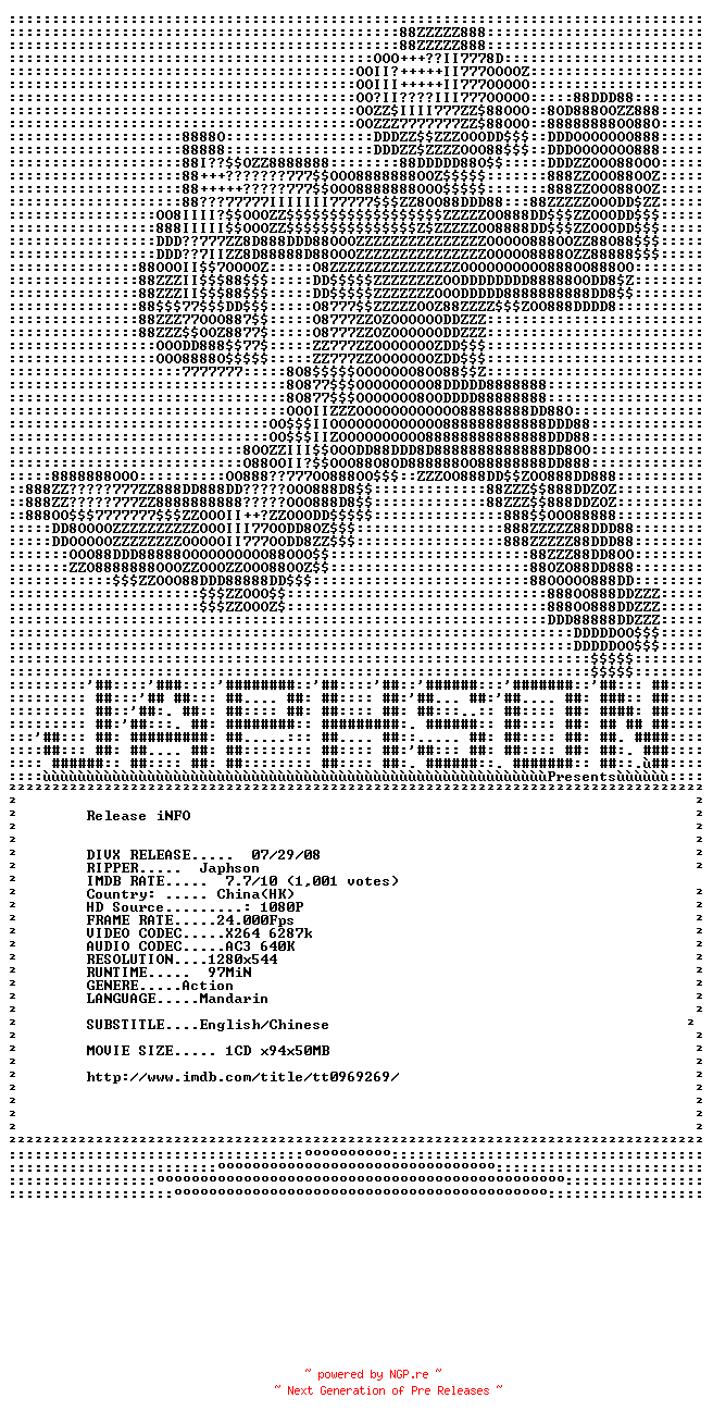 NFO for the release Mad.Detective.2007.720p.CN.BluRay.x264-Japhson by Japhson