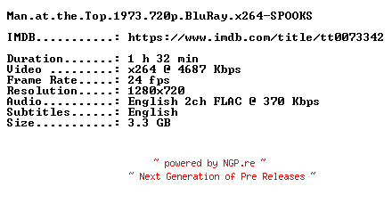 NFO for the release Man.at.the.Top.1973.720p.BluRay.x264-SPOOKS by SPOOKS