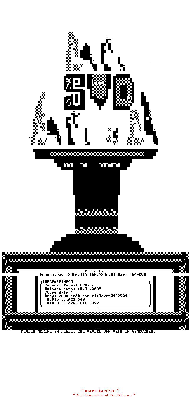 NFO for the release Rescue.Dawn.2006.iTALiAN.720p.BluRay.x264-SVD by SVD