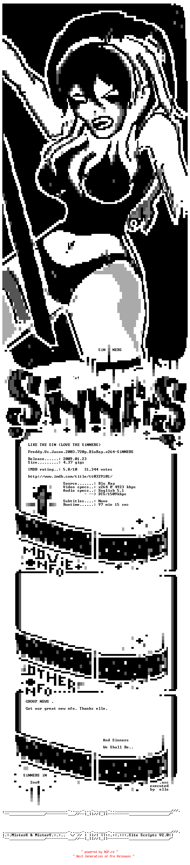 NFO for the release Freddy.Vs.Jason.2003.720p.BluRay.x264-SiNNERS by SiNNERS