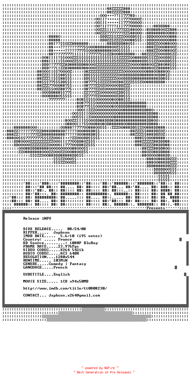 NFO for the release Les.Deux.Mondes.2007.720p.BluRay.x264-Japhson by Japhson