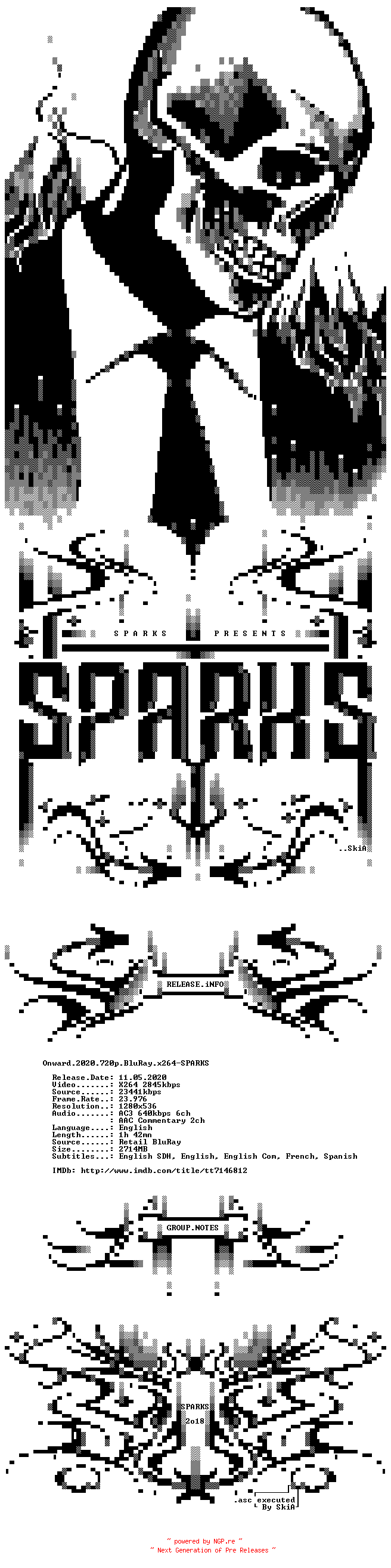 NFO for the release Onward.2020.720p.BluRay.x264-SPARKS by SPARKS