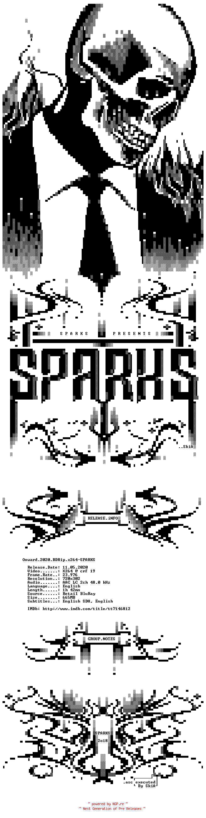 NFO for the release Onward.2020.BDRip.x264-SPARKS by SPARKS
