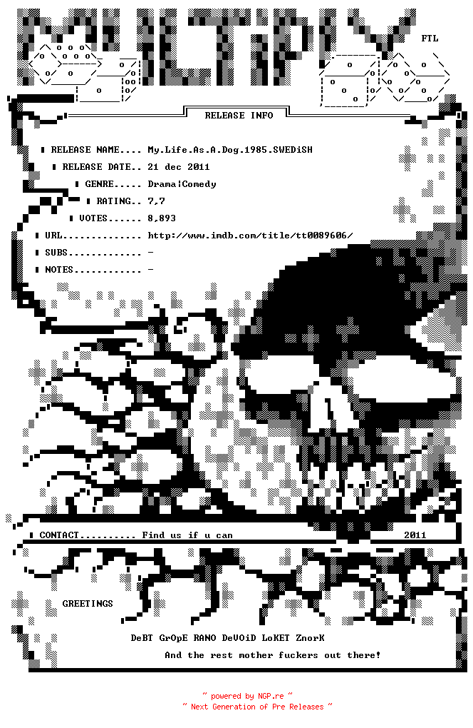 NFO for the release My.Life.As.A.Dog.1985.SWEDISH.iNTERNAL.BDRip.XViD-MULTiPLY by MULTiPLY